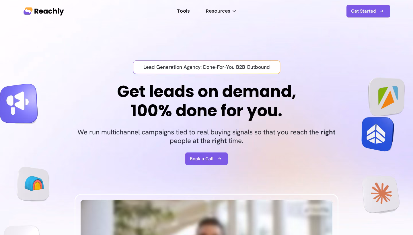 Reachly homepage screenshot