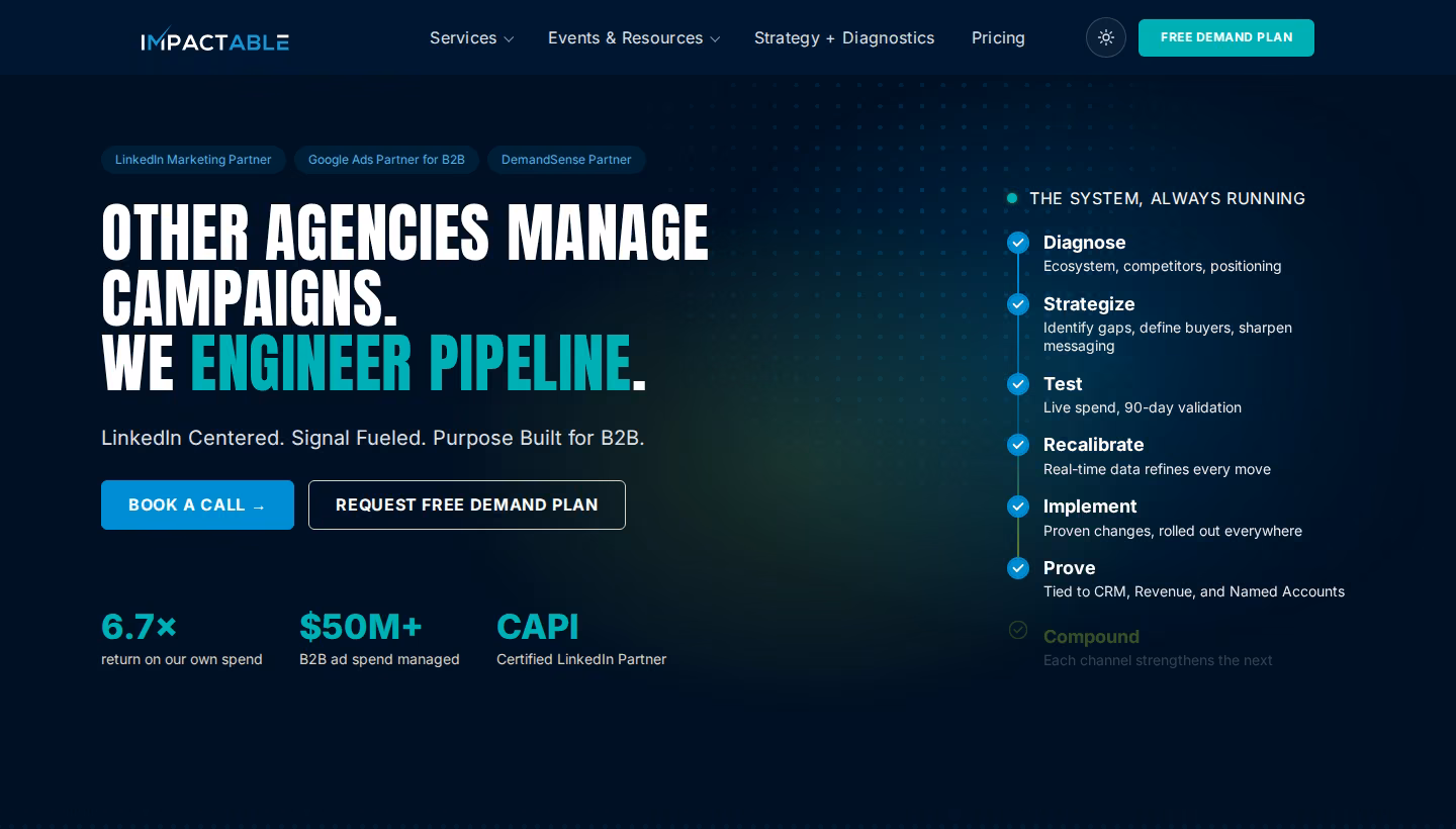 Impactable homepage screenshot