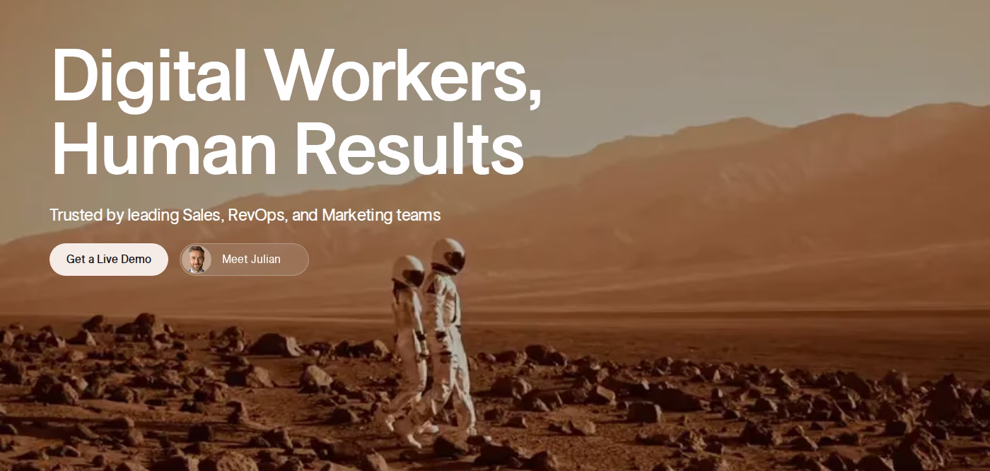 11x homepage hero reading Digital Workers, Human Results, captured October 2026