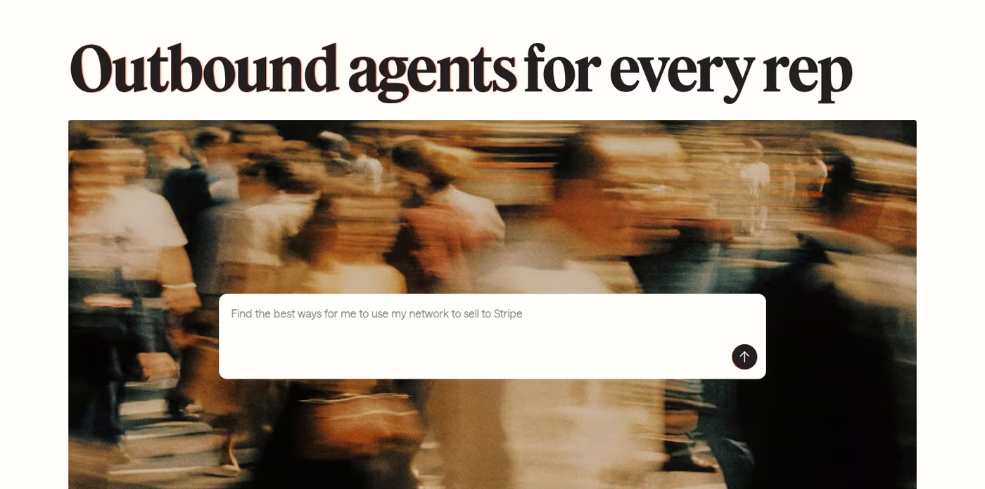 Unify GTM homepage hero reading Outbound agents for every rep, above a chat prompt box