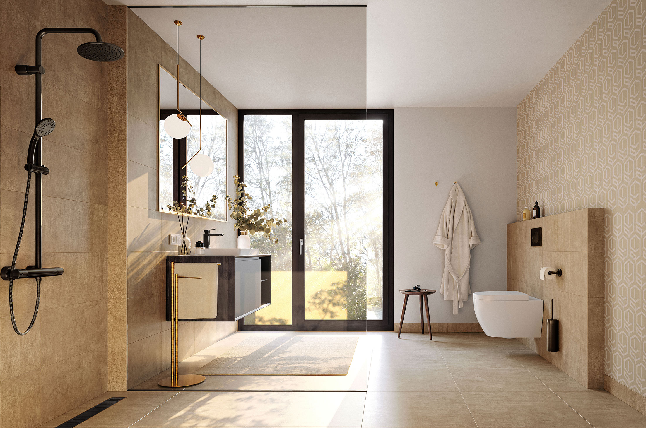 Badezimmer Innenvisualisierung aus einem der Stadthäuser sphere – New Mind