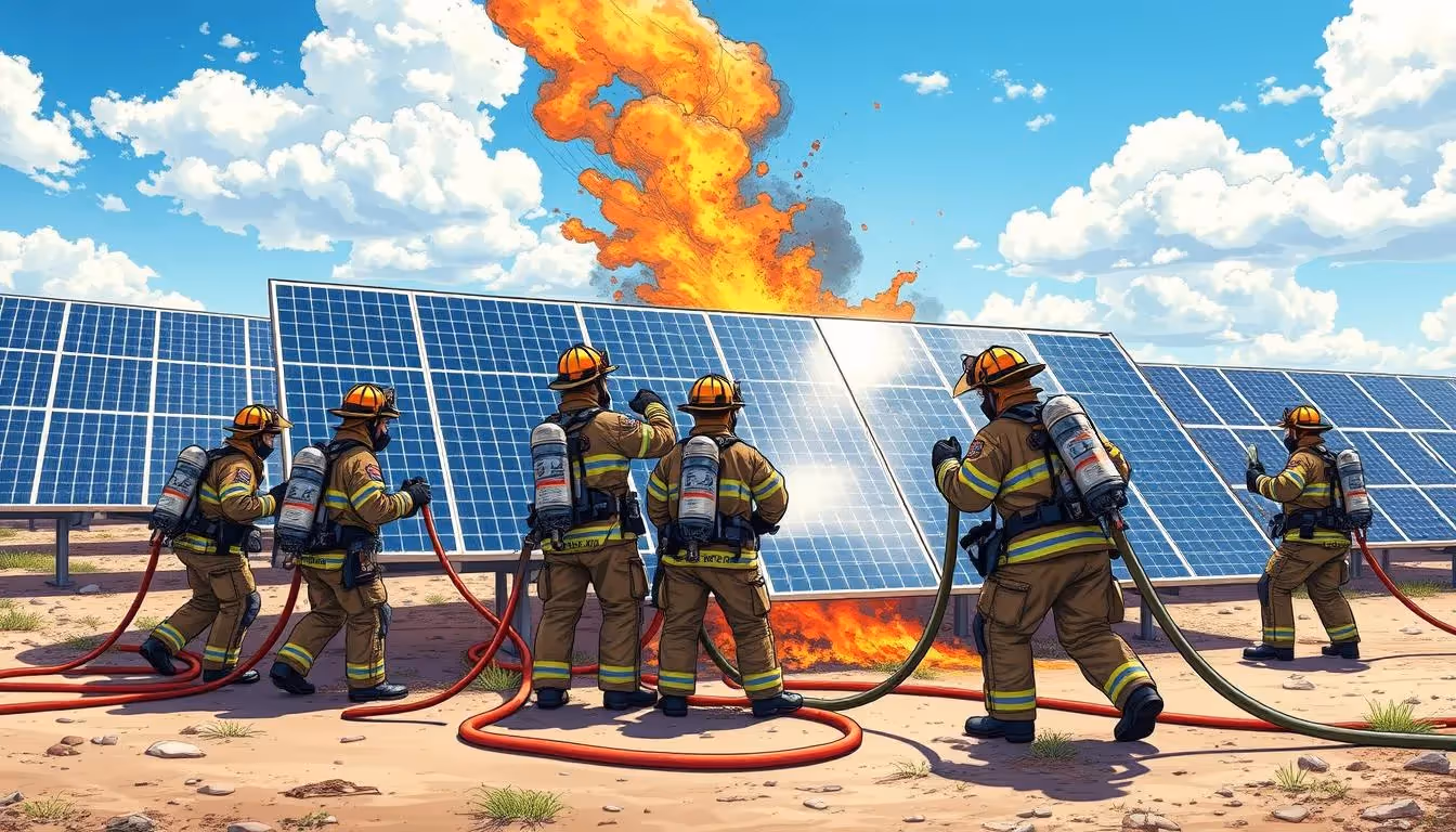 Photovoltaikanlage löscharbeiten Feuerwehr Einsatz