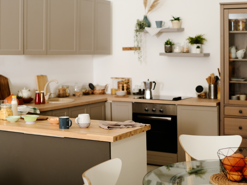 cream accent netral kitchen homey feels