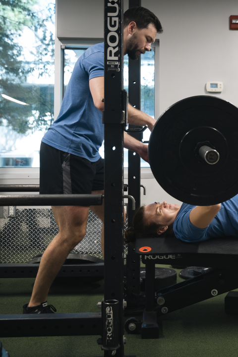 Barbell in gym
