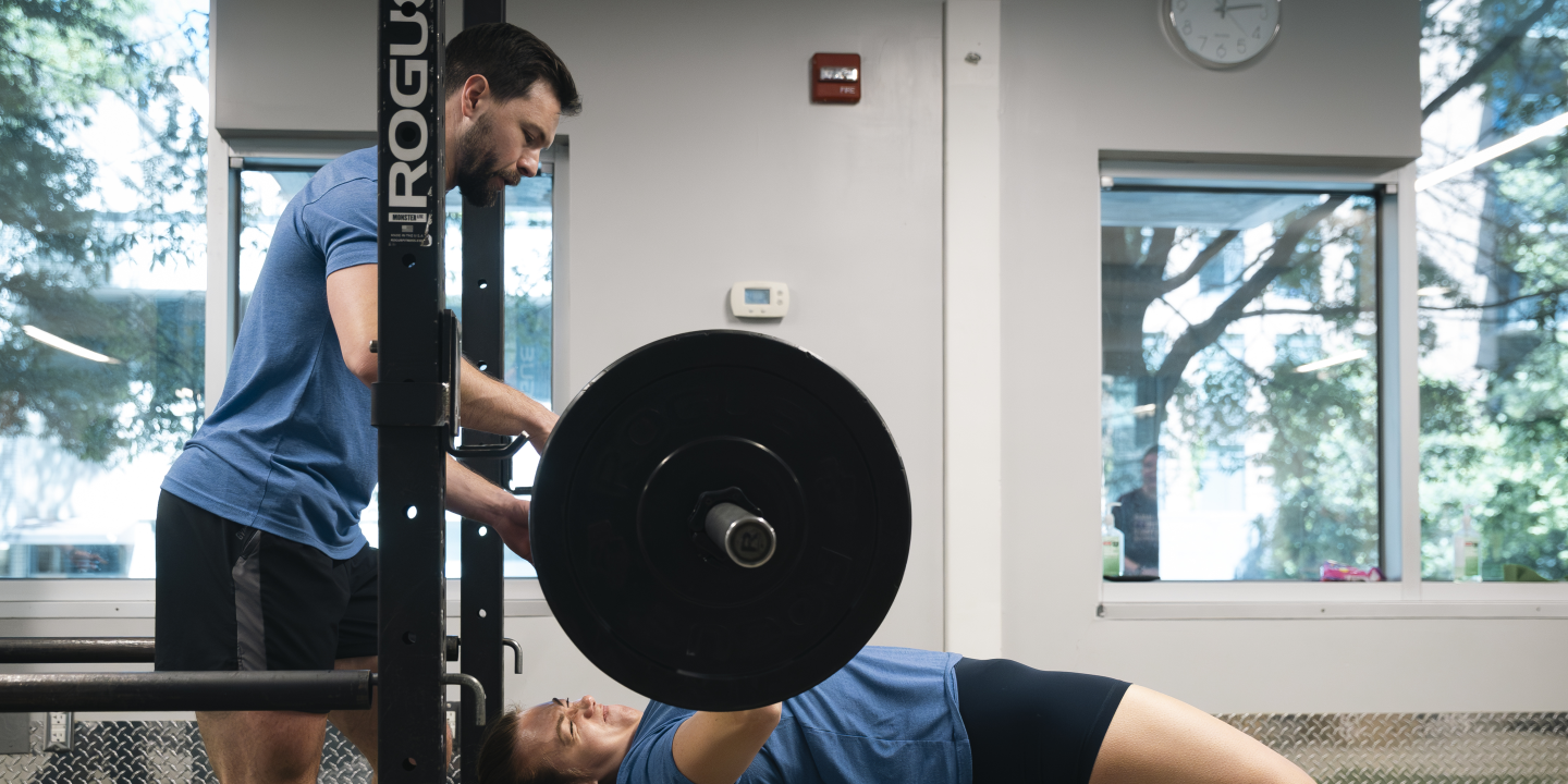 Barbell in gym