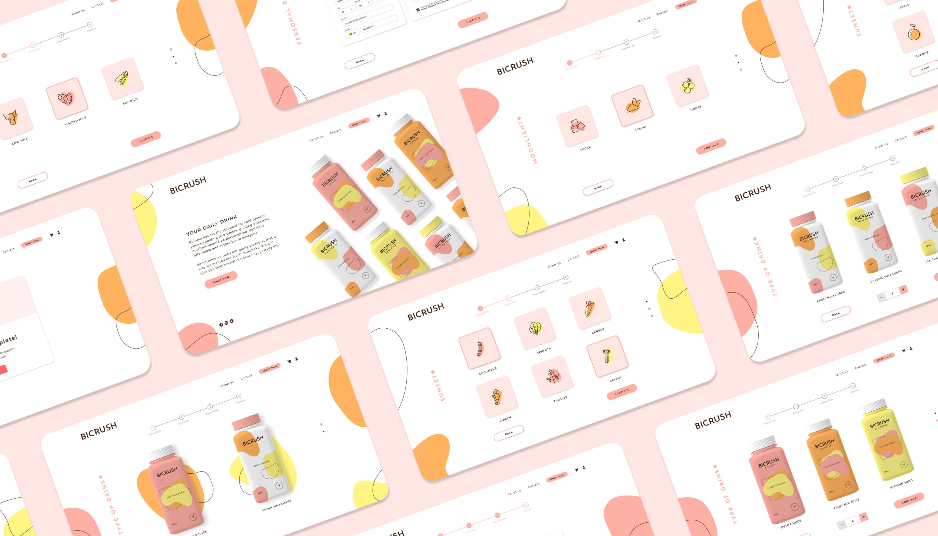 BICRUSH mockup screens