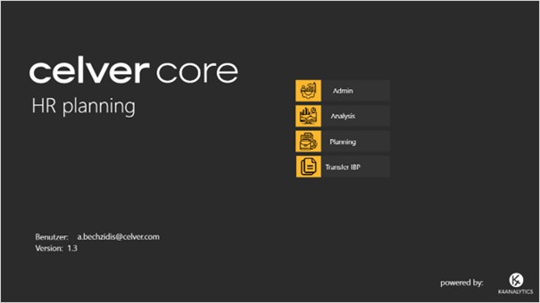 Startmenü der celver core Solution