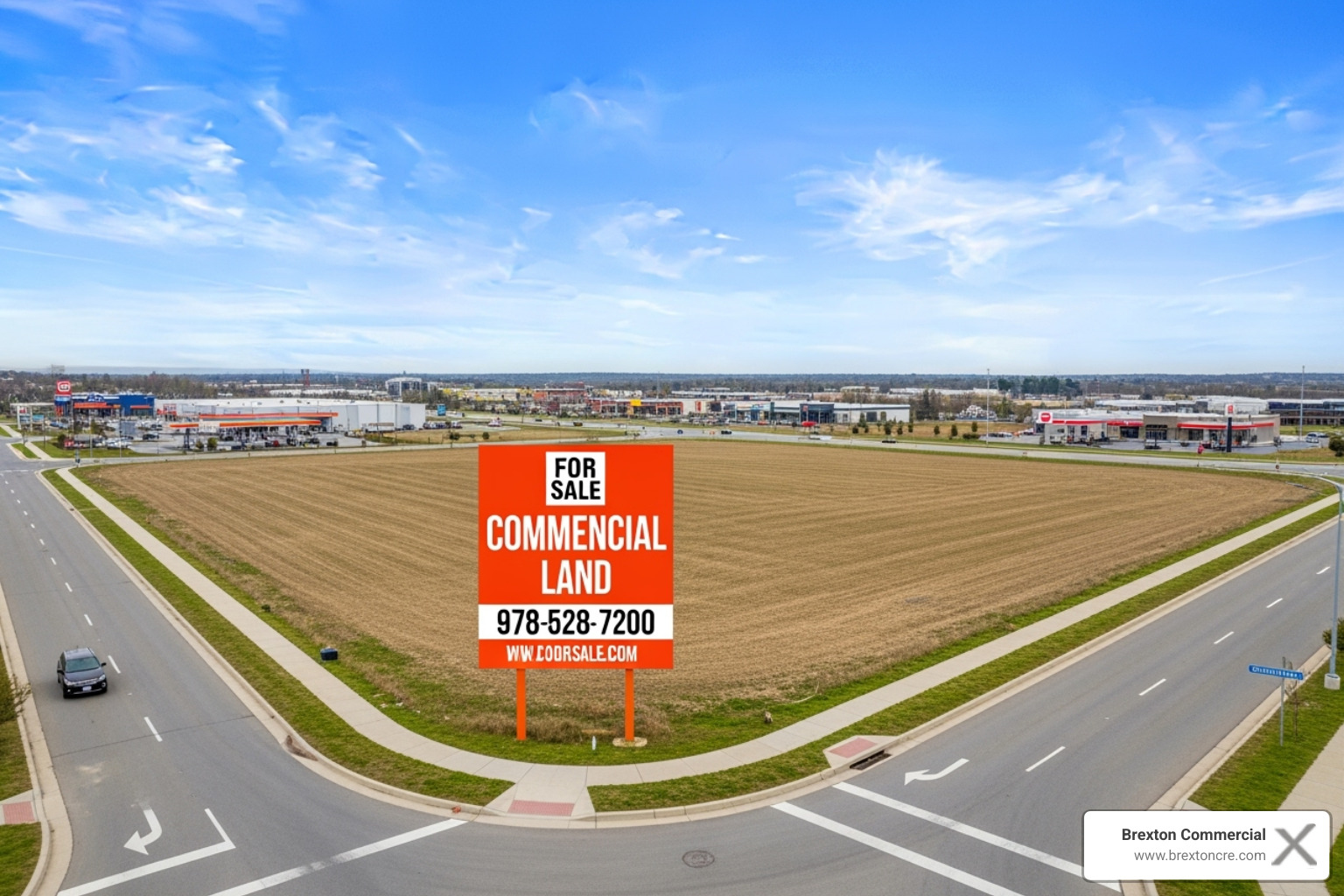 A commercial land plot with a "For Sale" sign - annapolis commercial real estate for sale
