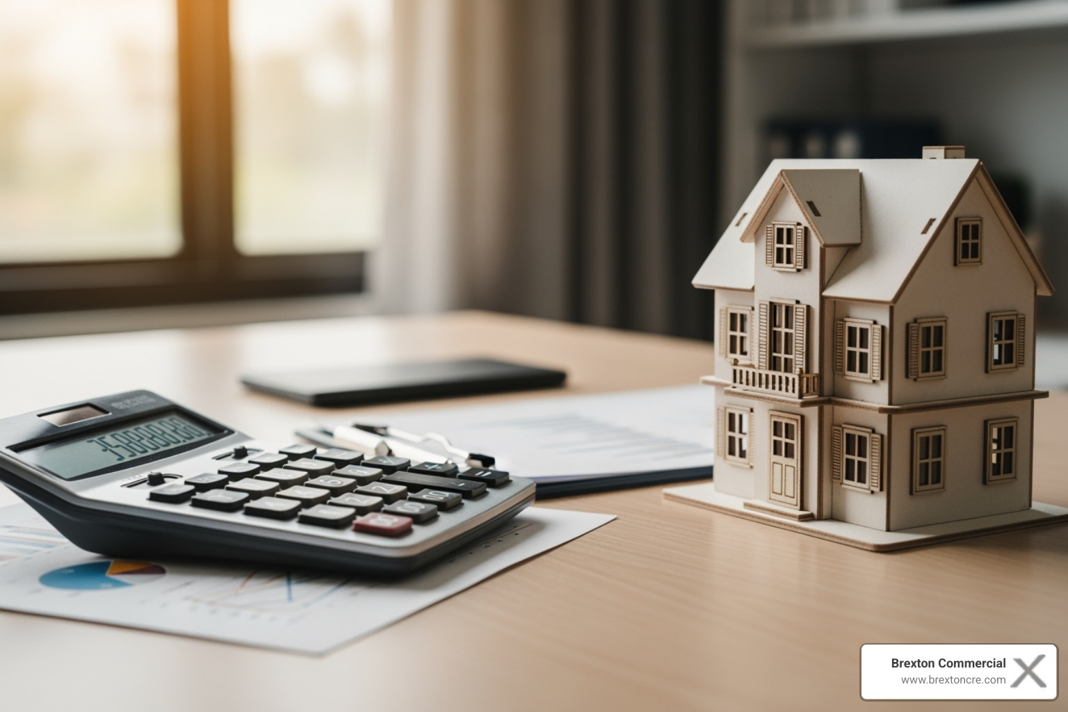 A calculator and a house model on a desk, symbolizing financial planning for real estate. - Real estate investment advice