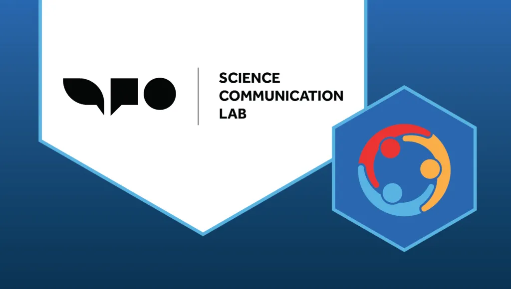 The logo of the Science Communication Lab, depicting the silhouettes of a leaf, a text bubble, and a circle.