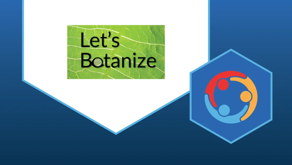 The logo of "Let's Botanize" consisting of that text over a green background.|