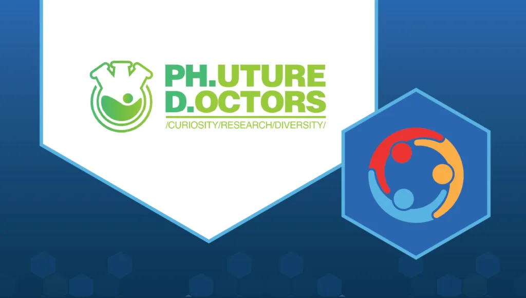 Logo of Phuture Doctors, which includes a three-stemmed beaker.
