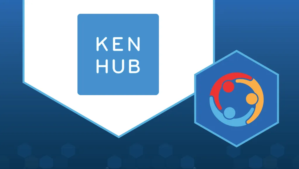 Logo for Ken Hub, showing "Ken Hub" printed in white text overlaid on a blue square.||