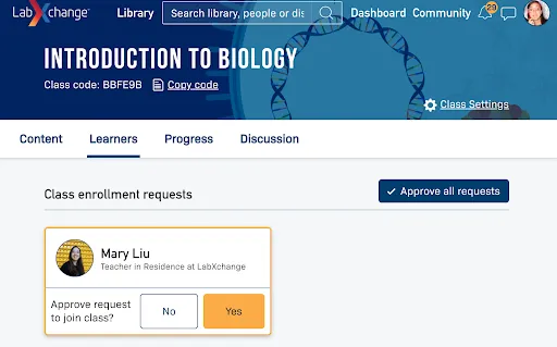 The Dashboard page of LabXchange.