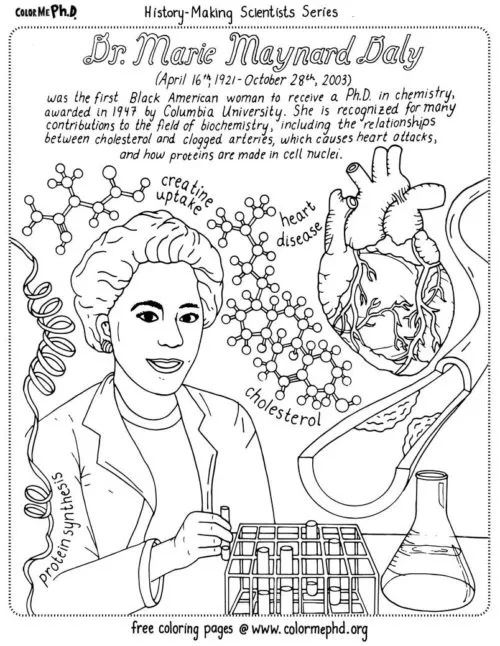 ColorMePhD coloring page "History-Making Scientists: Marie Maynard Daly"
