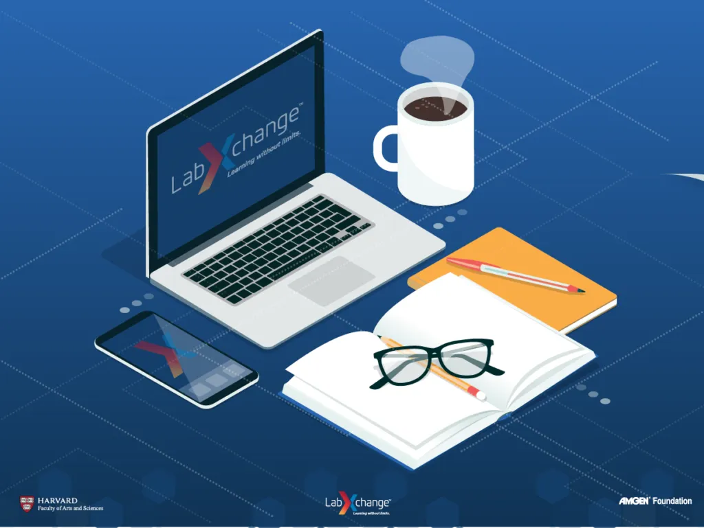 Graphic of a personalized learning space with a laptop, notebook, phone and coffee.||