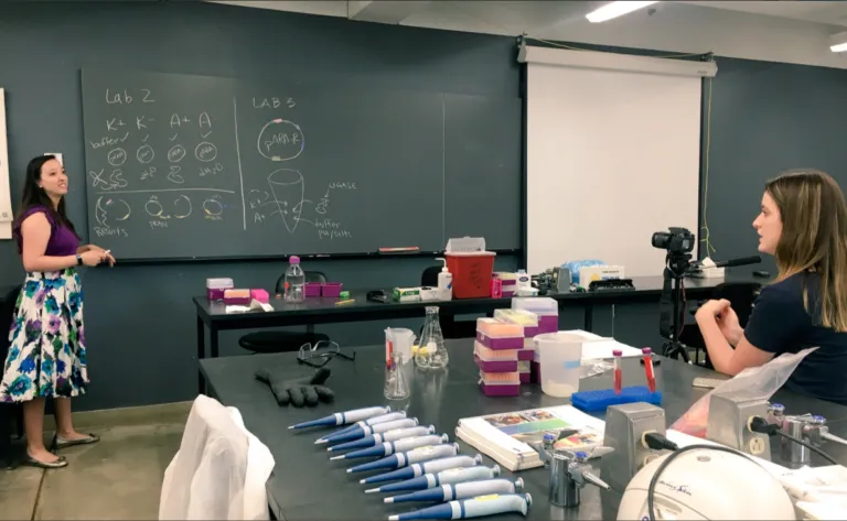 Mary teaching ABE labs to instructional designers in a lab.