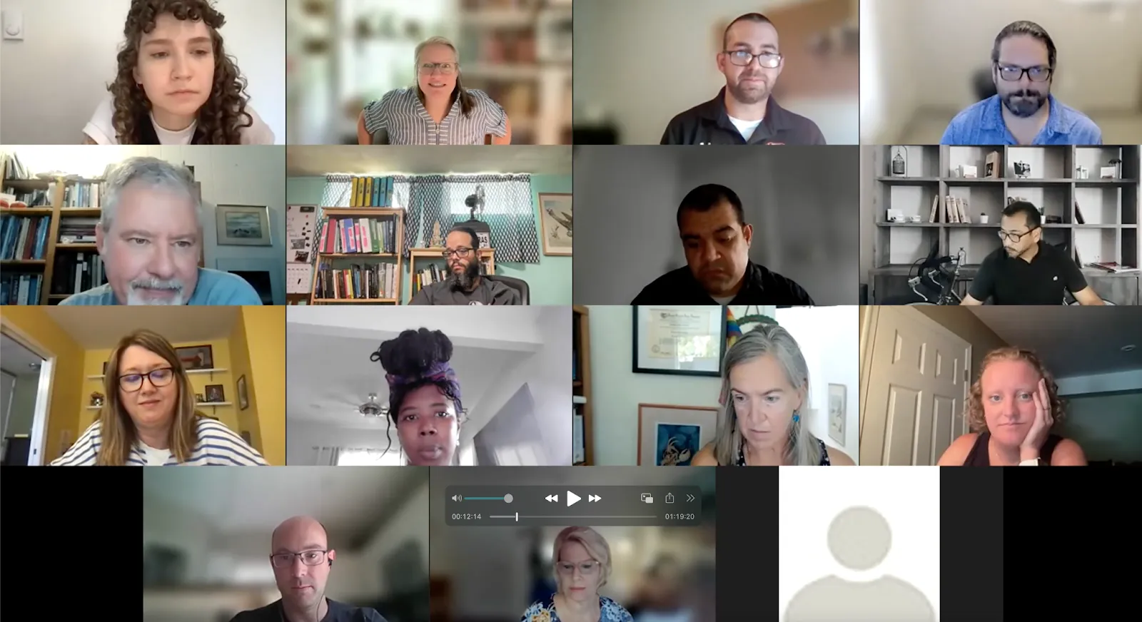 Fifteen of this year's teacher ambassadors meeting through Zoom.
