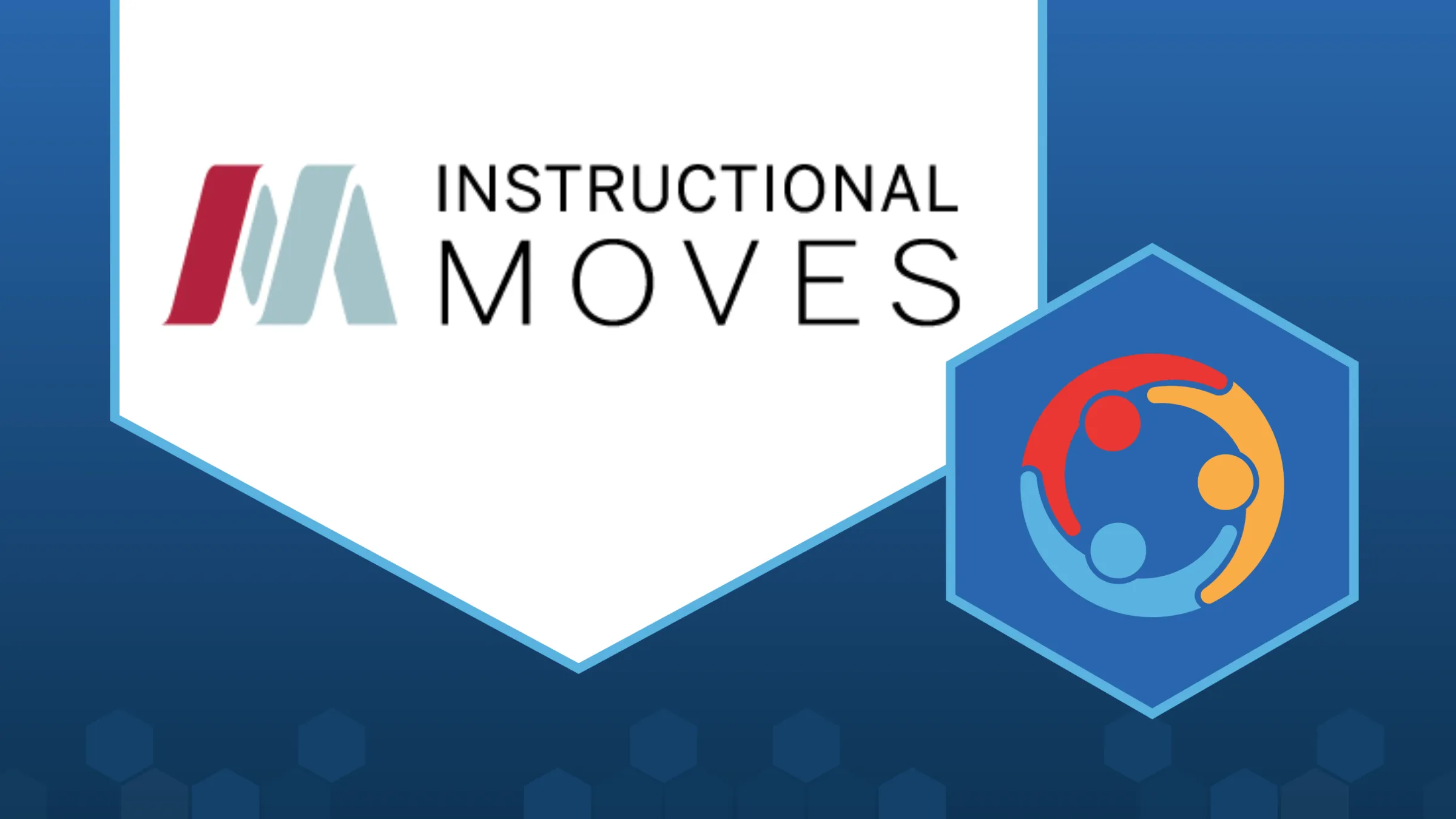 The "Instructional Moves" name and logo (a stylized I and M) alongside the Collaborator Spotlight logo (an overhead view of three cartoon people standing in a circle, holding hands).