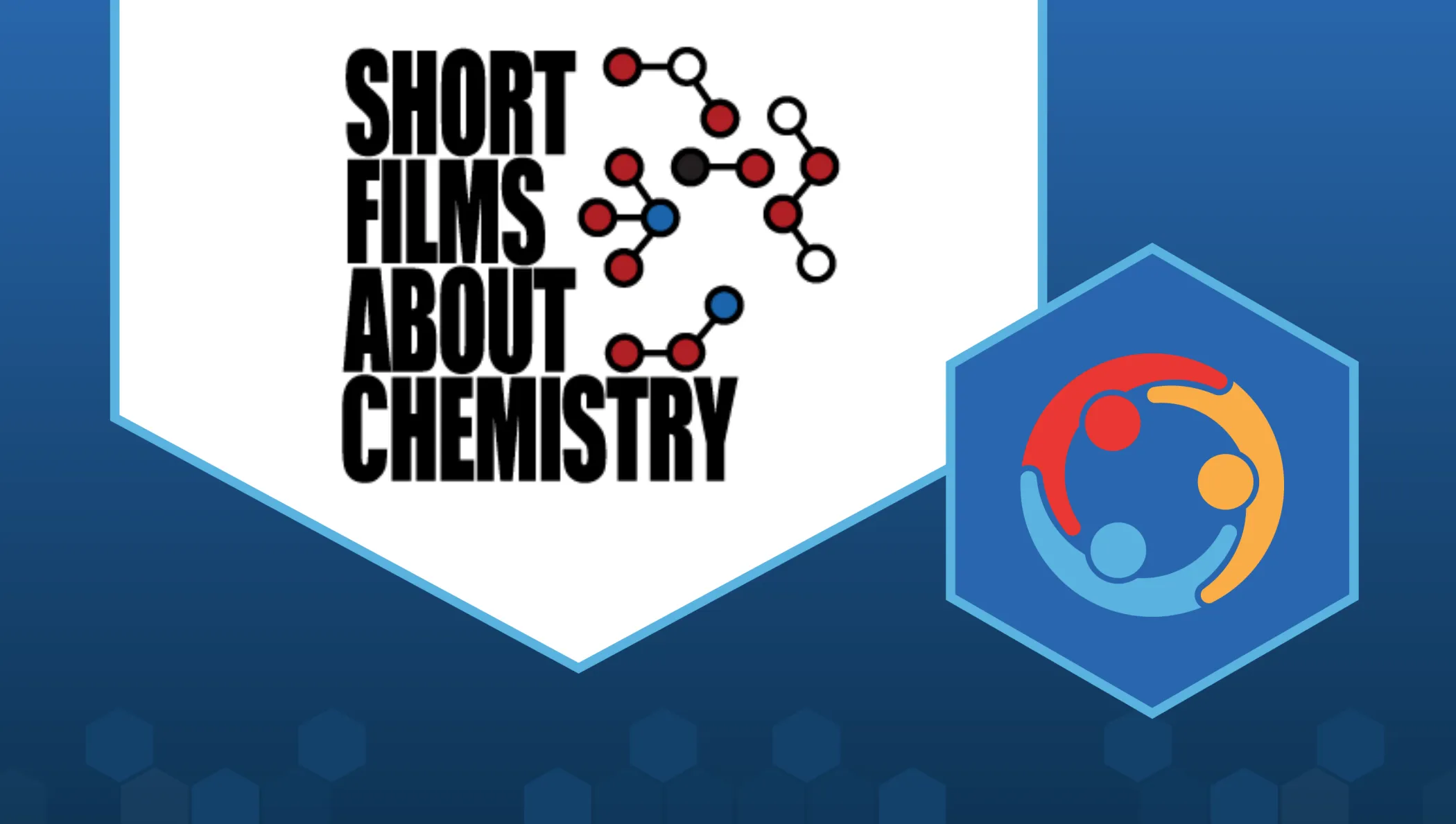 The Chemistry Shorts logo, which has the text "short films about chemistry" in black, all-caps text next to five small depictions of molecules.