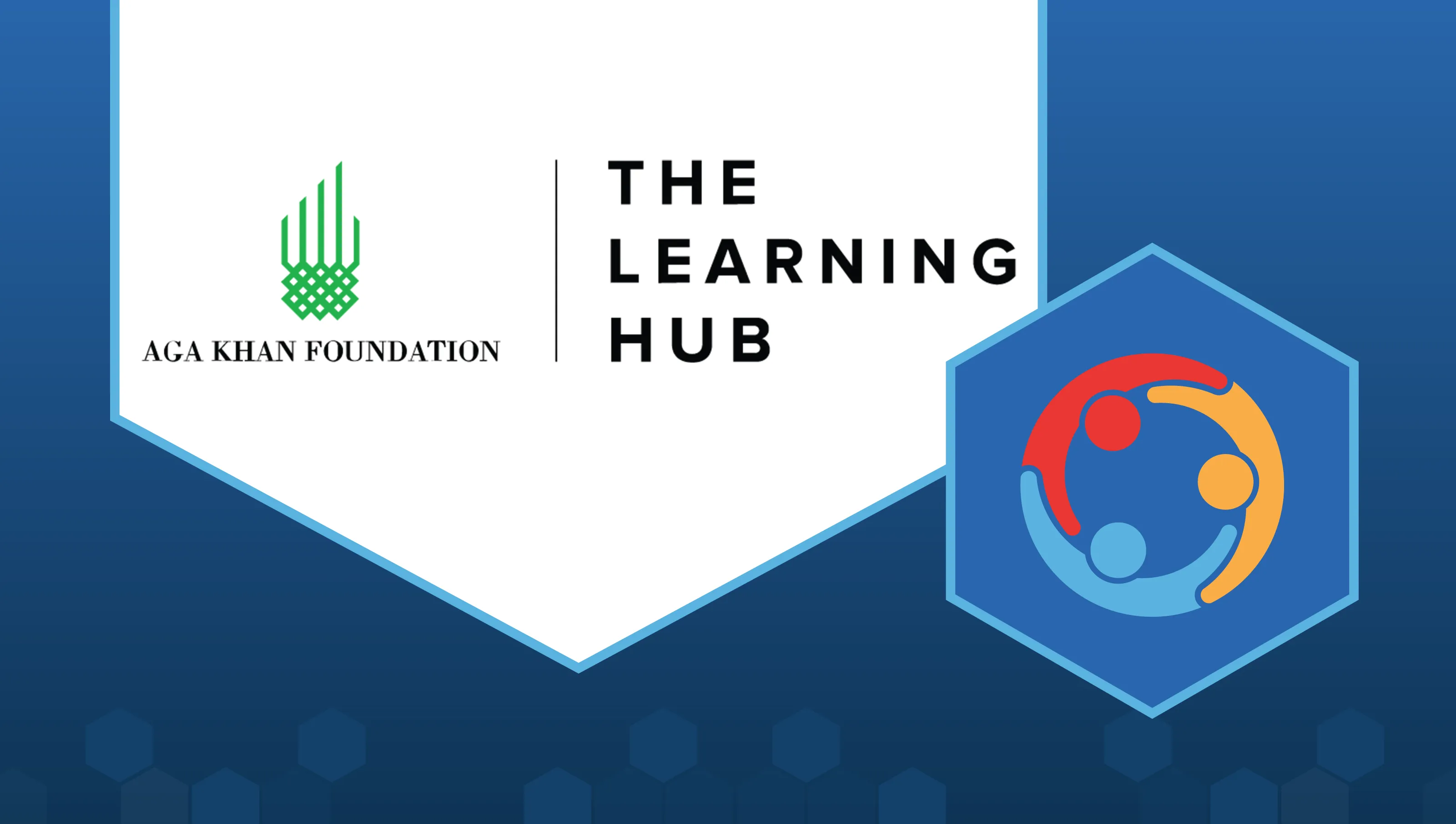 Text reads: "Aga Khan Foundation" and "The Learning Hub". In the lower right corner is the LabXchange collaborator spotlight logo, consisting of three people embracing in a circle.