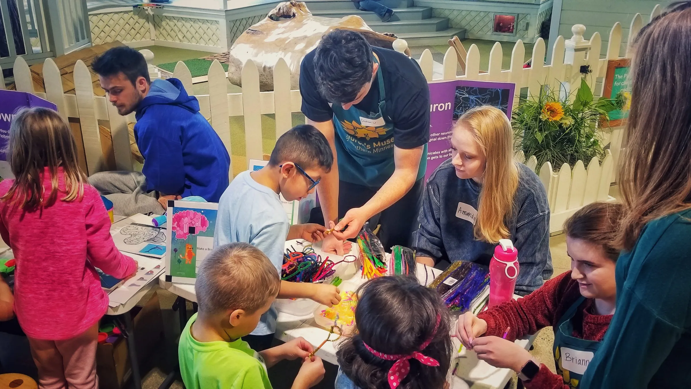 Children at the Children's Museum of Southern Minnesota learn about brains through hands-on craft activities.
