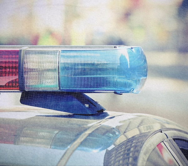 Lights on a police car
