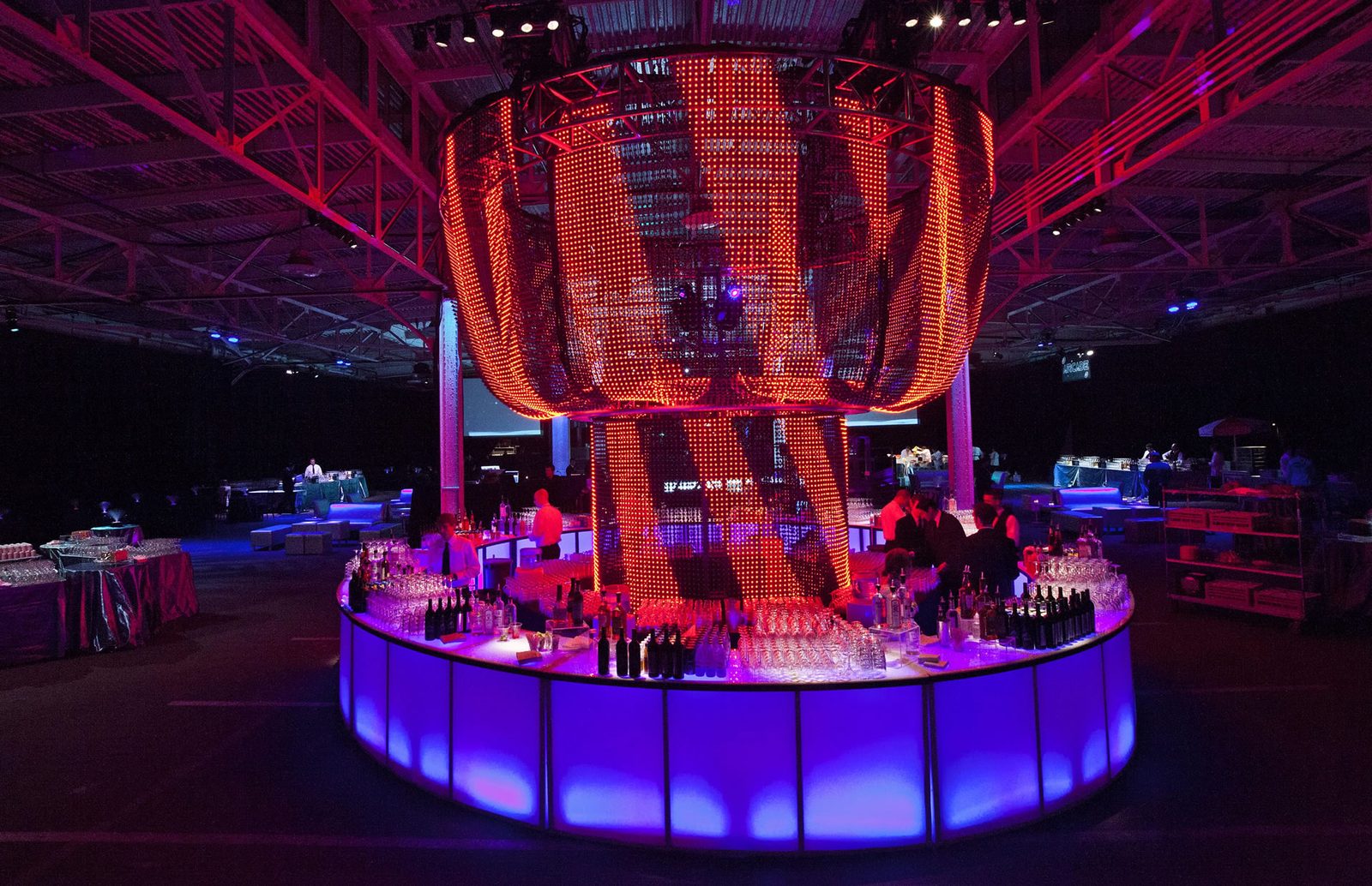 Chandelier installation on truss and motors by Impact