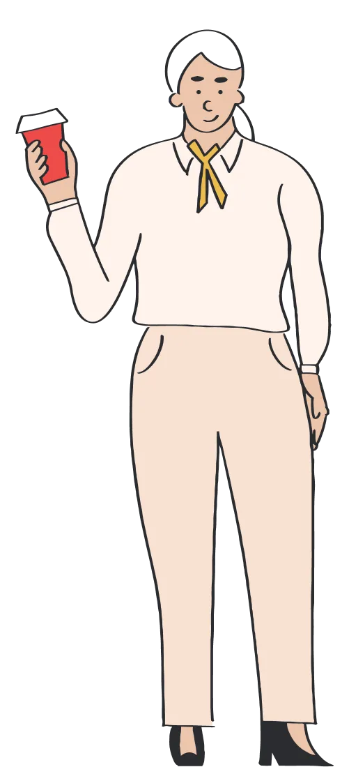 Illustration of a character holding cup