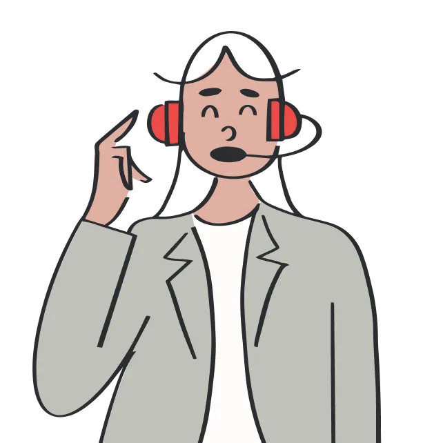 An illustration of a woman wearing a headset.