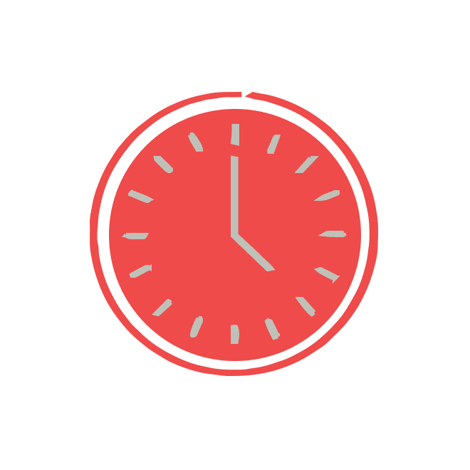 a red handrawn clock