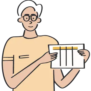 A man holds a paper with a spreadsheet on it.