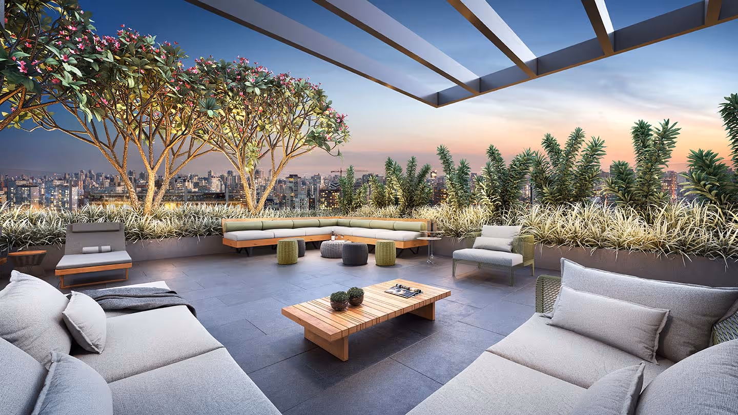 Lounge da Piscina na Cobertura