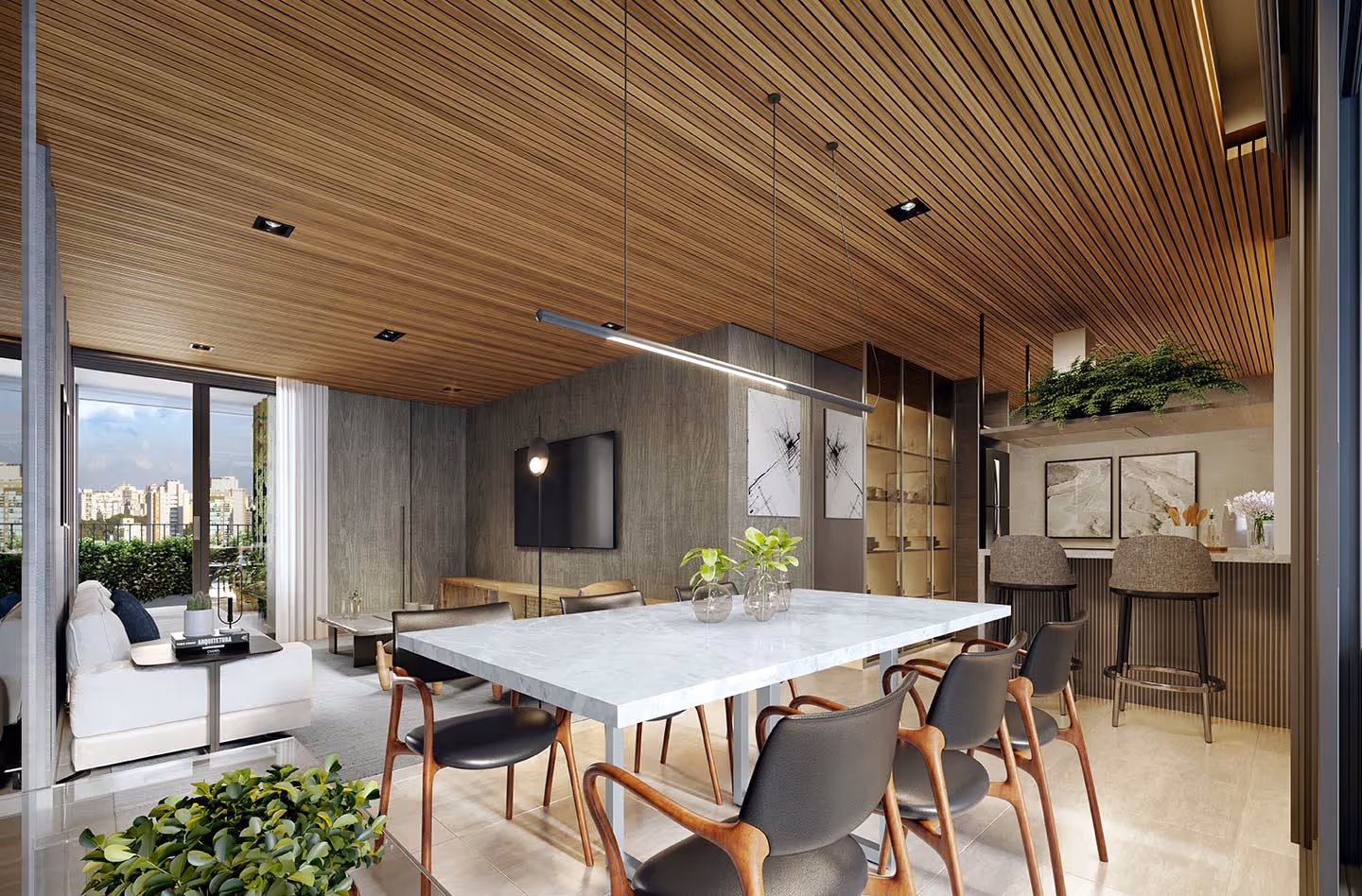 Living 180º do Apto. 112m² - 2 Suítes