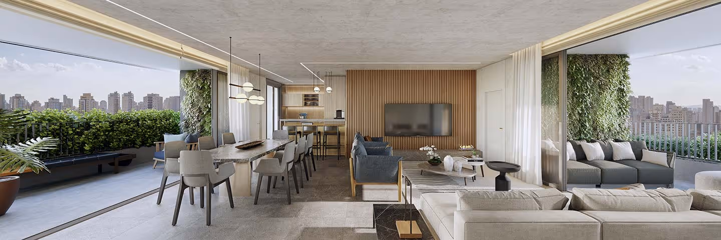 Living 180° do Apto. 143m² - 3 Suítes