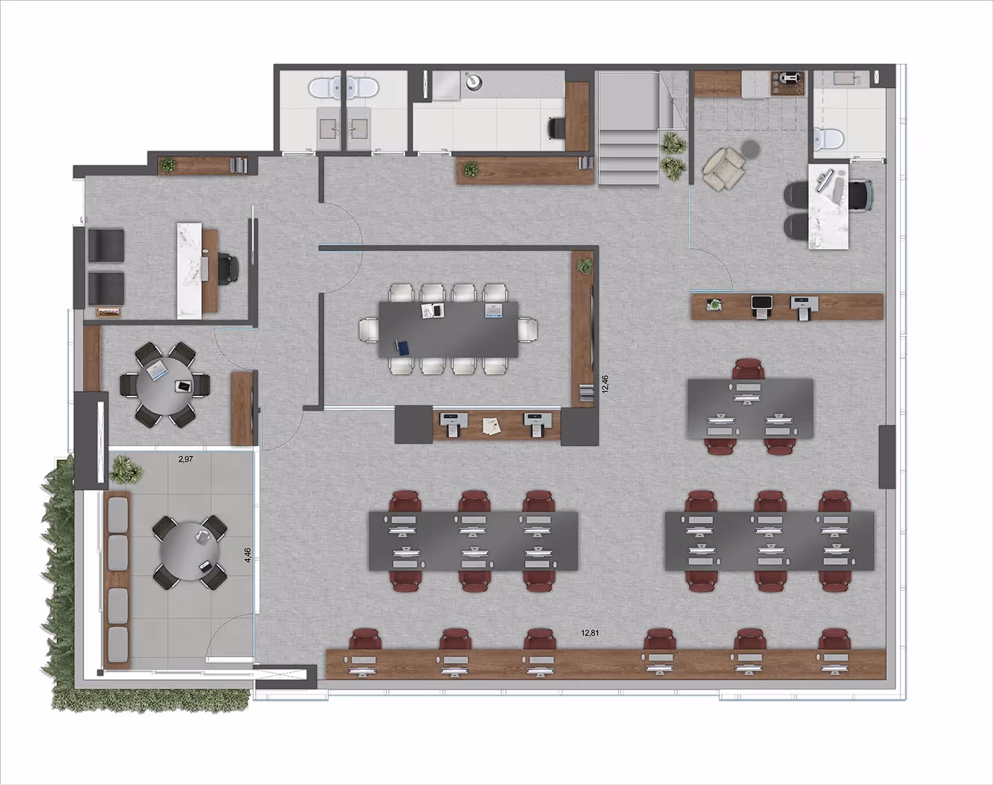 Planta unidade comercial de 97m²