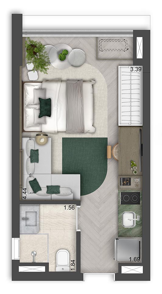 Studio de 24m²