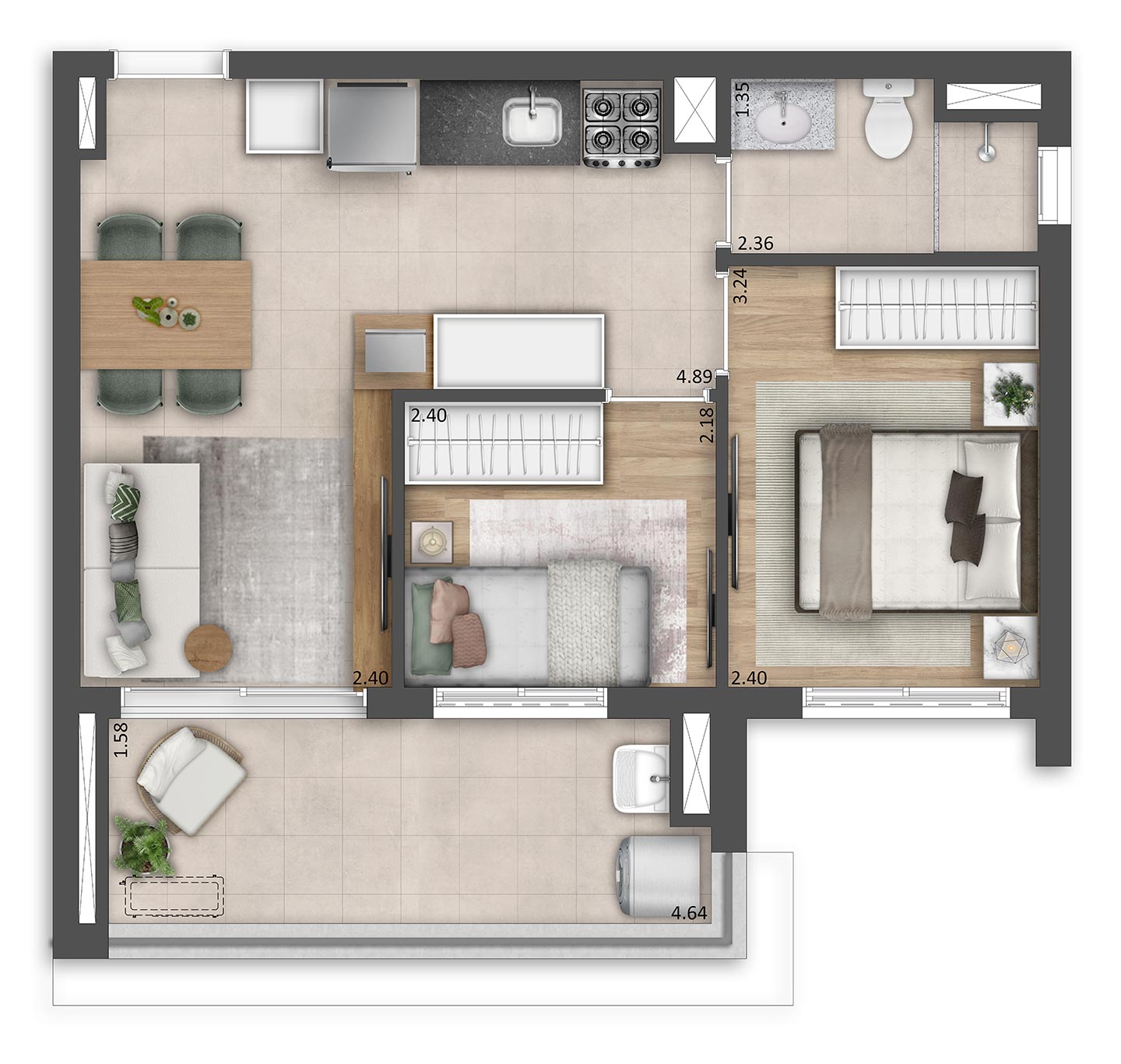 Planta 47m²