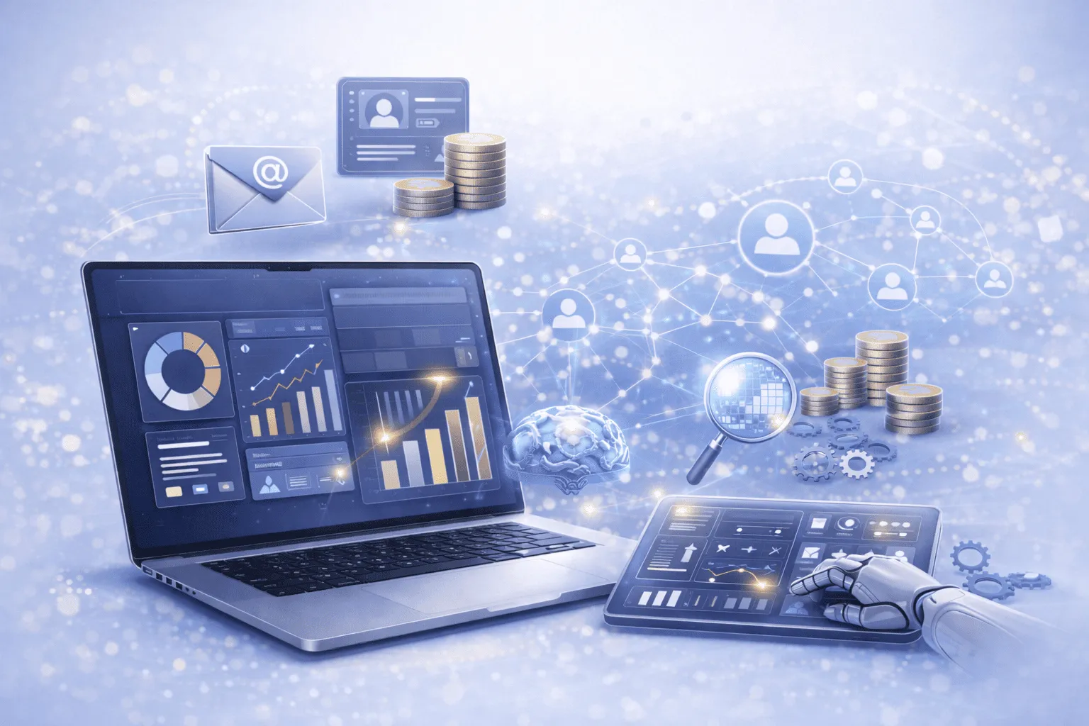 Notebook y tablets con graficos