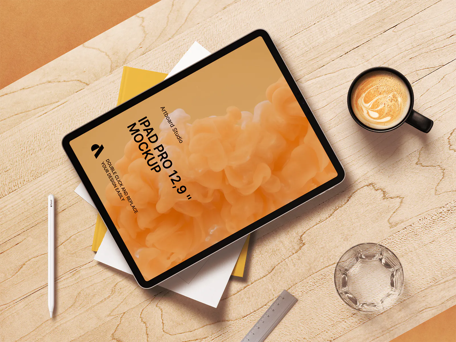iPad mockup on a table