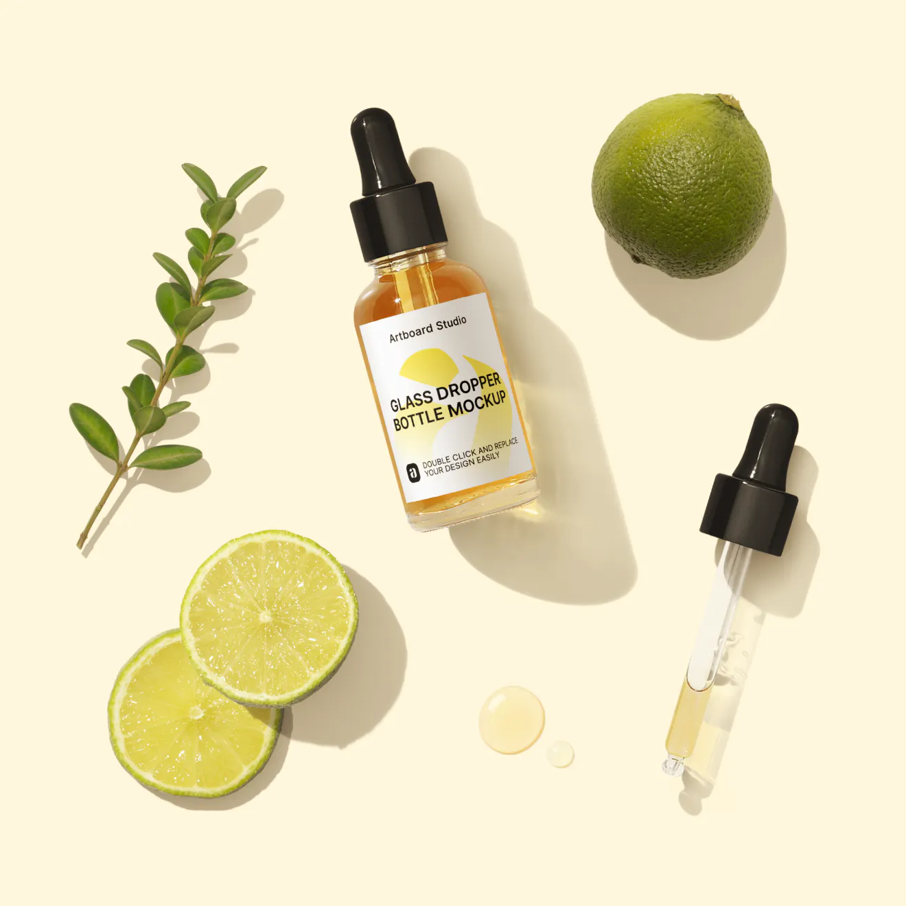 Dropper bottle mockup with props