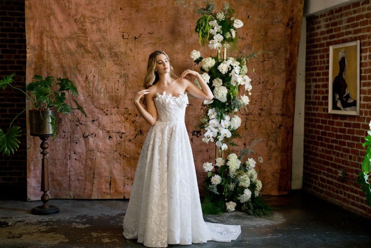 Aline gown with floral lace