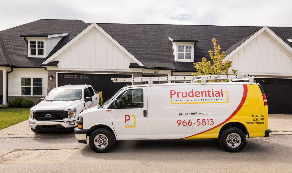 Prudential Heating & Air conditioning vans providing new construction HVAC services in Louisville. 