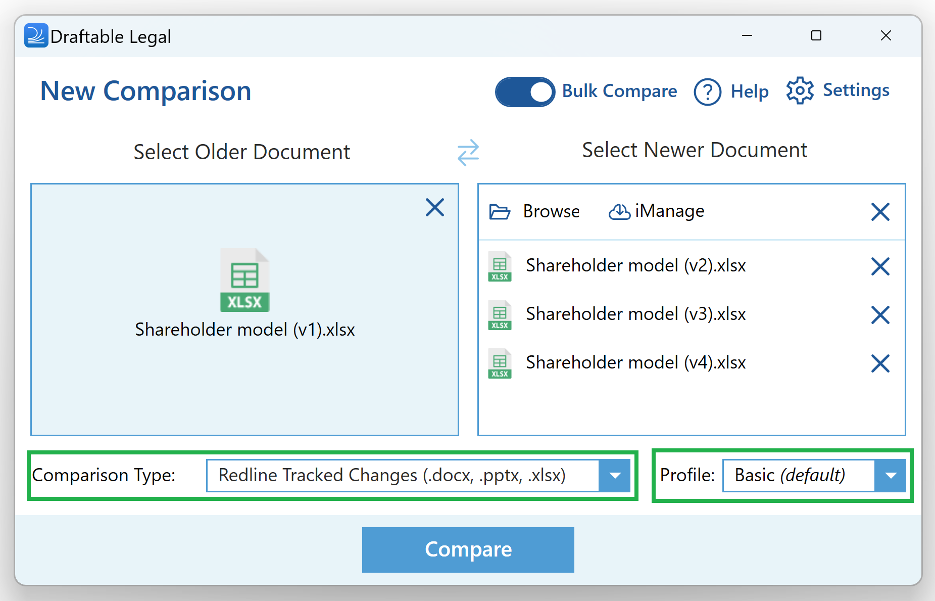 Compare Excel Files with Draftable Legal