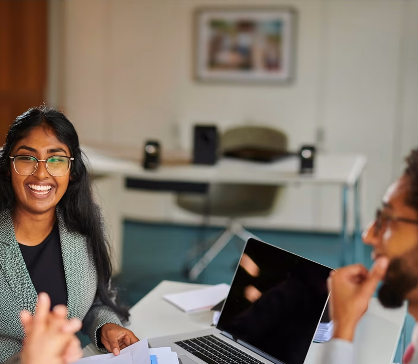 Women works remotely from abroad