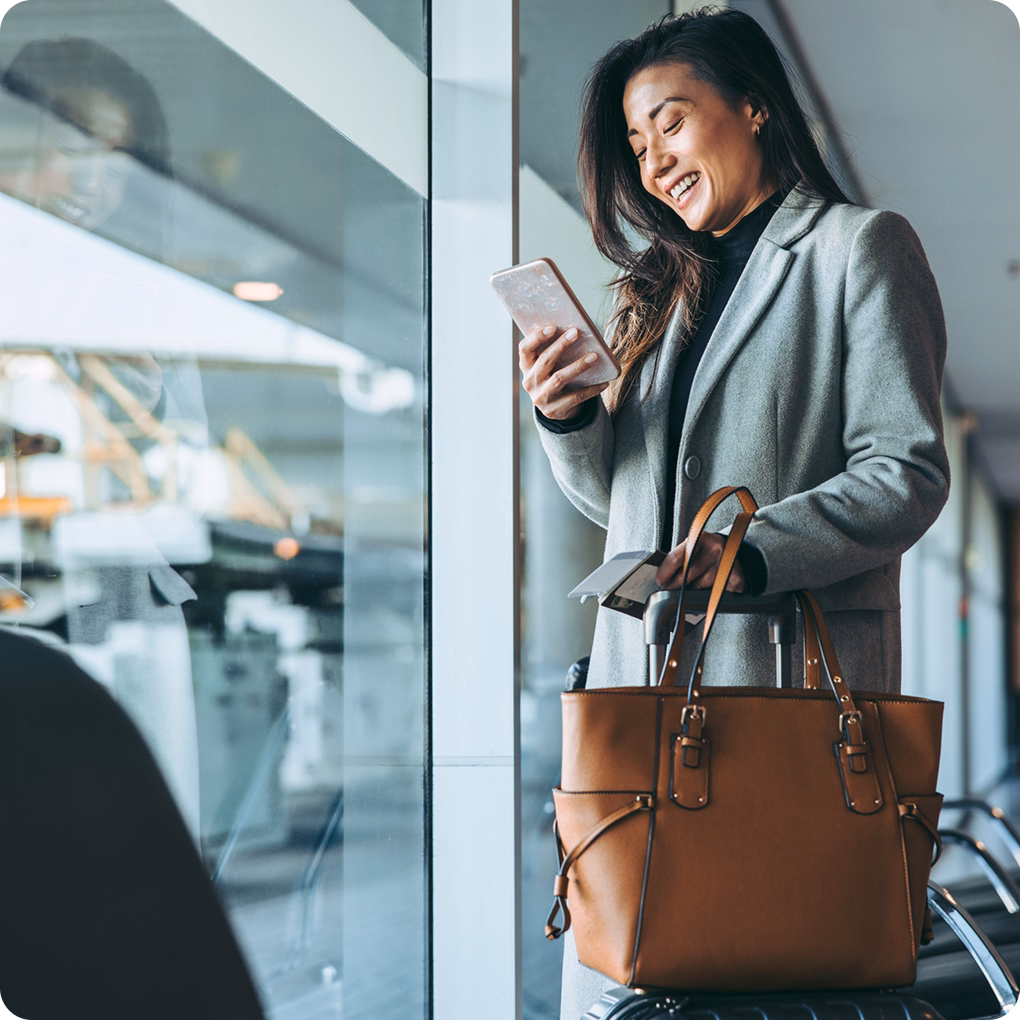 Women works remotely from abroad