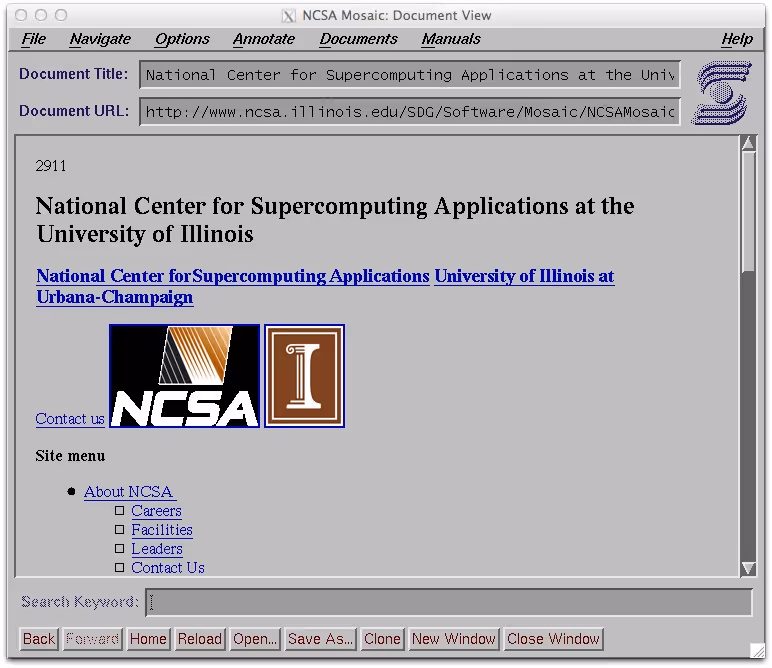 Screenshot of the Mosaic web browser