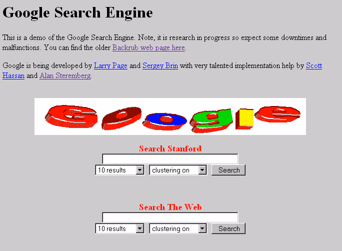 Google in its earliest alpha stage. (1997)