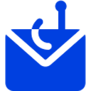 Icon of a phishing hook with an email envelope on a blue background.