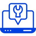 Blue shield with a white cross and a circular clock icon in front, symbolizing IT support service.